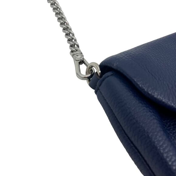 MARC BY MARC JACOBS New Q Karlie Leather Crossbody Dark Blue Chain Flap Snap - Picture 5 of 10